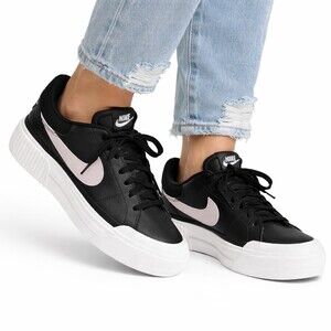 Nike Court Legacy Lift Size 10.5 Women’s Black Sail Platinum Violet Platform